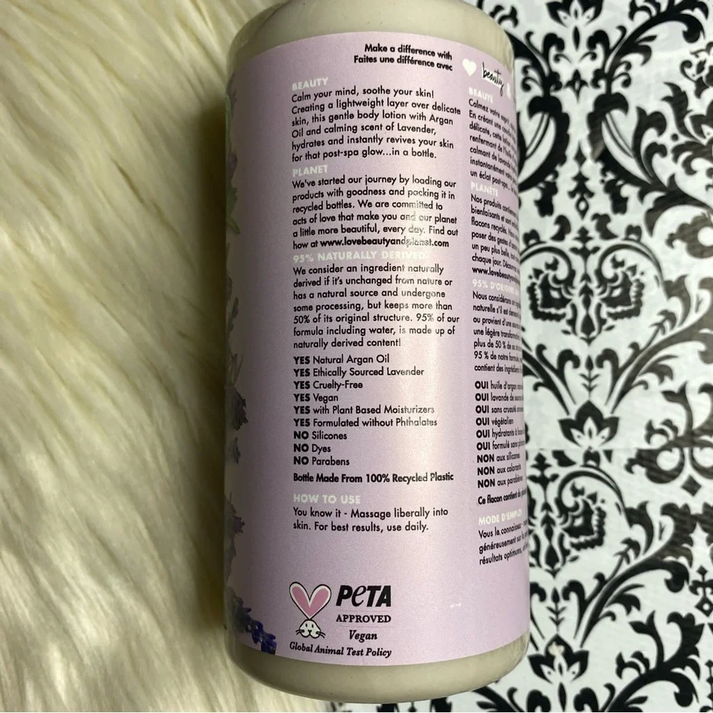 NWT Love Beauty And Planet : discontinued argan oil + lavender full body lotion